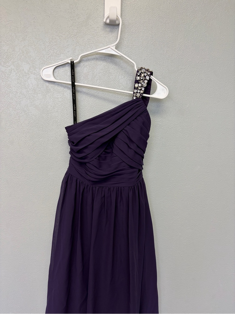 Alfred Angelo Deep Purple One-Shoulder Evening Gown with Jeweled Strap